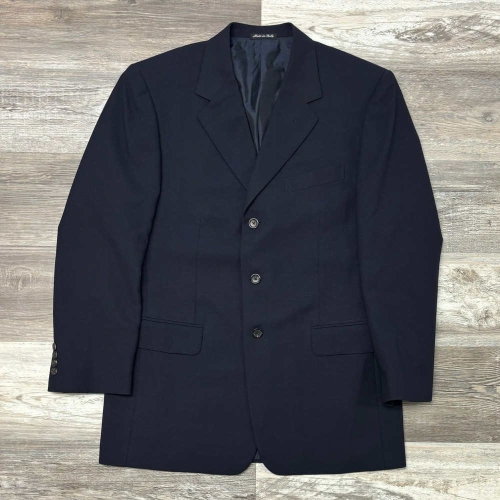 Pal‎ Zileri Navy Mens 52R Wool Notched Lapel Jacket Sport Coat Blazer Italy